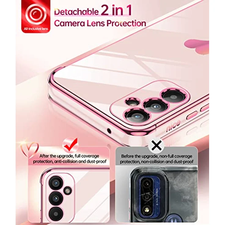 LeYi Handyhülle für Samsung Galaxy A34 5G, TPU Silikon Hülle mit Herz Muster, Stoßfest, inkl. 2 Schutzfolien, Rosa – Bild 3