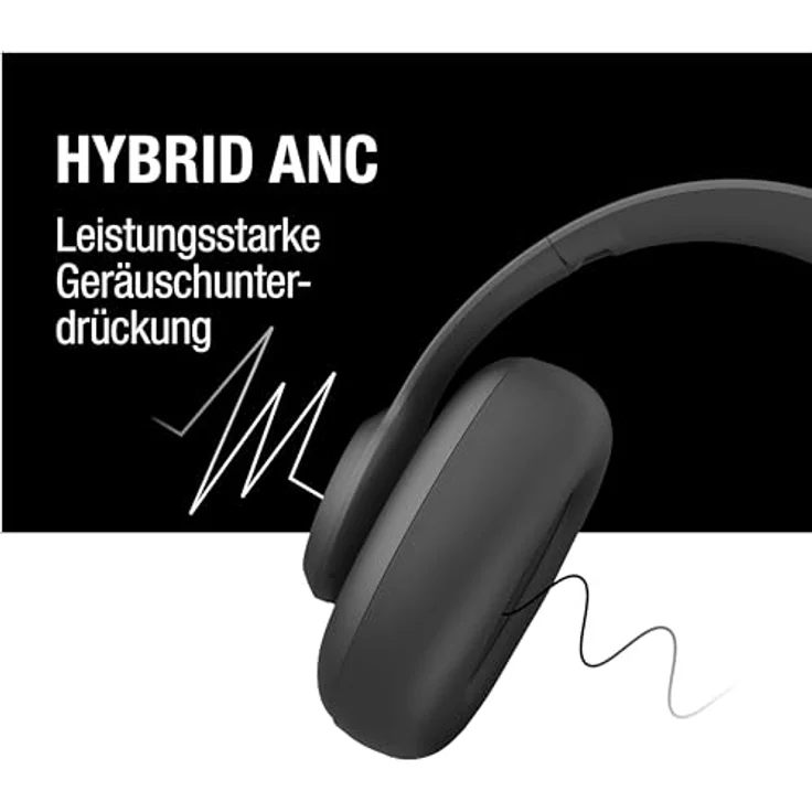 Fresh 'n Rebel Clam Ace Bluetooth Kopfhörer Over Ear mit Hybrid Active Noise Cancelling, 60 Stunden spielzeit, Perfect Calling, Schnellladung, Wind-Noise Cancelling, Tastensteuerung (Schwarz) – Bild 3