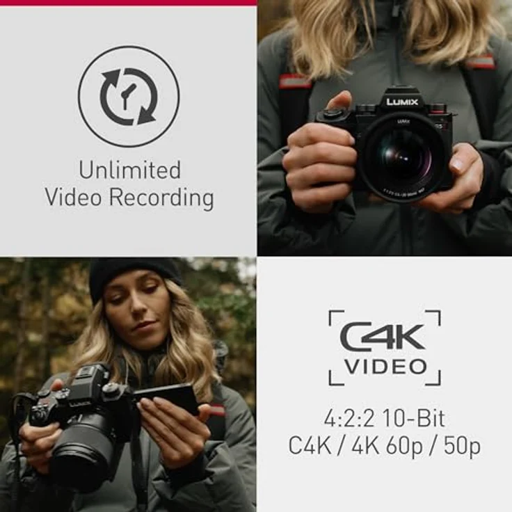 Panasonic LUMIX DC-S5 II, Vollformat-Kameragehäuse mit 50-mm-F1,8-Objektiv, 4K 60p und 6K 30p, Flip-Screen, WLAN, Hybrid-Phasen-AF, Active is, Schwarz – Bild 5