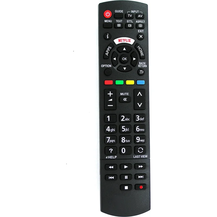 Alltro Ersatz Fernbedienung für Panasonic N2QAYB001115, TV Remote Control mit 10m Reichweite, für AA-Batterien, 21.4 cm lang