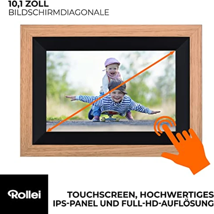 Rollei Smart Frame WiFi 105 in braunen Holz. 10.1 Zoll digitaler Bilderrahmen mit WiFi-Funktion zur Wiedergabe Ihrer Fotos und Videos mit Ton. - Preisvergleich – Bild 5