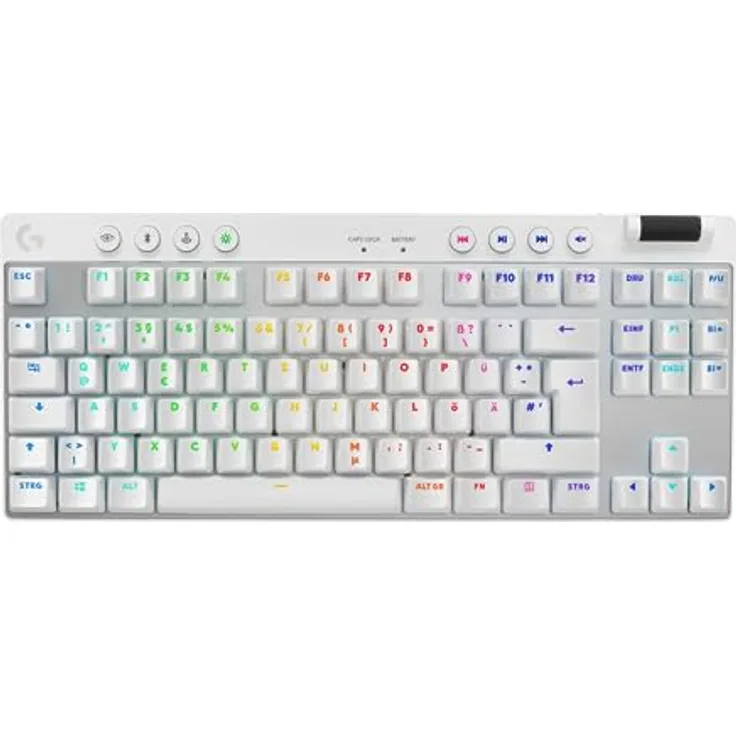 Logitech G PRO X TKL LIGHTSPEED kabellose Gaming-Tastatur, ultramobiles Design ohne Ziffernblock, LIGHTSYNC RGB, PBT-Tastenkappen, Tactile Switches (GX Brown), QWERTZ Deutsches Layout, Weiß