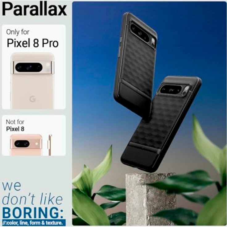 Caseology Parallax für Google Pixel 8 Pro Hülle, [3D Hexa-Würfel Design], Militärstandard Fallschutz - Matt Schwarz – Bild 2