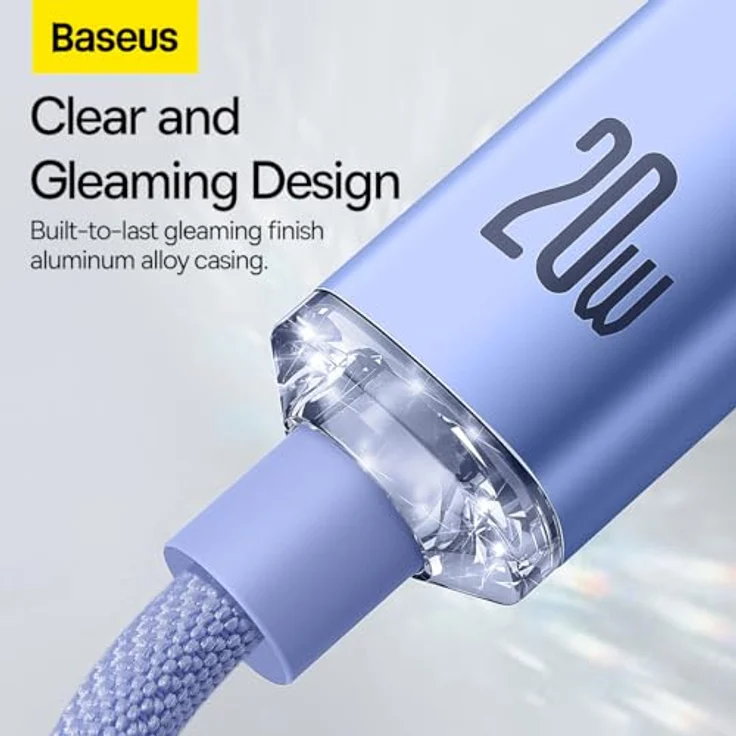 Baseus Crystal Shine, Lightning / USB-C Kabel 20W, 1,2m, schnelles Laden & Datenübertragung, Lavendel – Bild 5