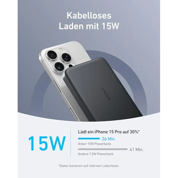 Anker MagGo Powerbank, Ultra-schlankes 10.000mAh magnetisches Akkupack, Qi2-zertifiziert, portabel, 15W Ultra-schnelles MagSafe-kompatibles Ladegerät, ergonomisches Design, nur für iPhone 16/15/14/13 – Bild 3