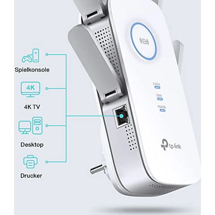 TP-Link RE655 WLAN Verstärker Repeater AC2600 (Dual-WLAN AC + N, 1733 MBit/s 5GHz + 800MBit/s 2,4GHz, Gigabit-LAN-Port, App Steuerung, maximale Abdeckung, kompatibel zu allen WLAN Geräten) – Bild 4