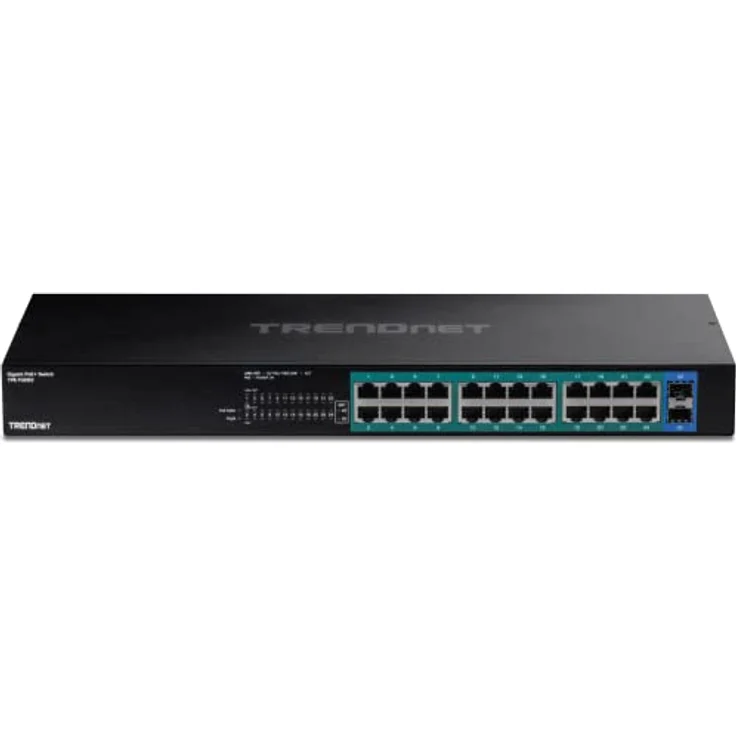 TRENDnet TPE-TG262 26-Port-Gigabit-PoE+-Switch, 24 x 30-W-PoE+-Ports, 2 Gigabit-SFP-Steckplätze, 380-W-PoE-Budget, 52-Gbit/s-Switching-Kapazität, 1 HE 19-Zoll-Rack-montierbar, Schwarz – Bild 3
