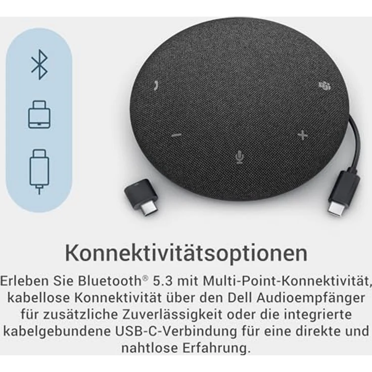Dell SL525 Freisprecheinrichtung, Bluetooth-Lautsprecher mit 4-MEMS-Mikrofonen, Echo- und Rauschunterdrückung, schwarz – Bild 5