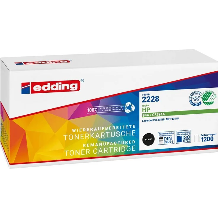 Edding EDD-2228, schwarzer Toner kompatibel zu HP 94A (CF294A), hohe Druckqualität und hohe Seitenerträge