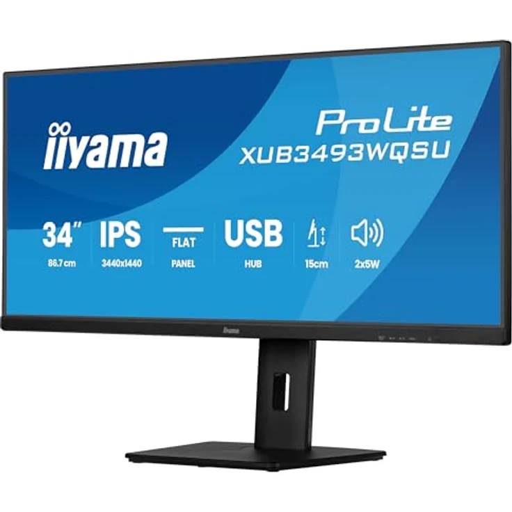 iiyama Prolite XUB3493WQSU-B6, 34 Zoll Ultra-Wide Monitor mit IPS-Panel, UWQHD, Pip, PBP und höhenverstellbarem Standfuß – Bild 3