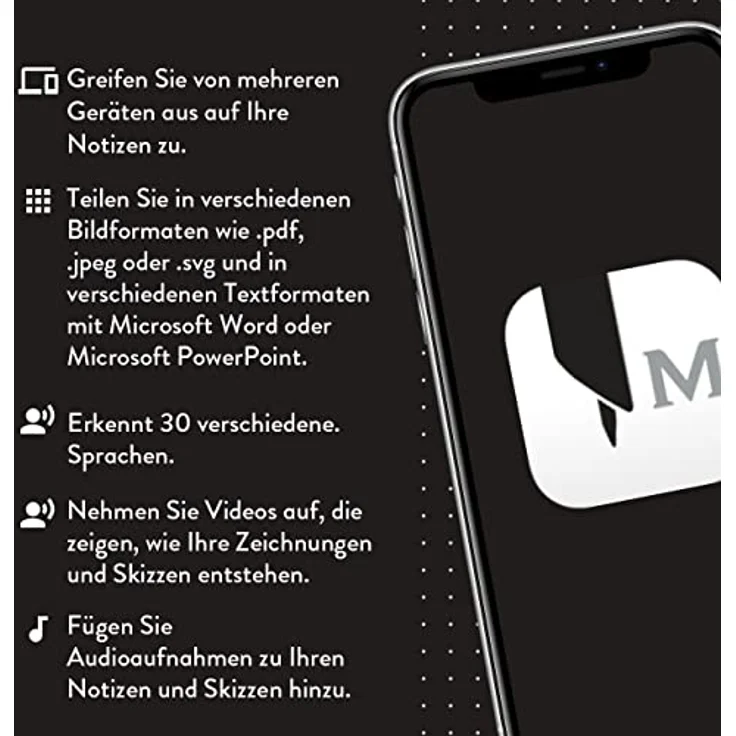 Moleskine Smart Writing Set, Smart Notebook mit Smart Pen, Digitales Notizbuch mit Linierten Seiten, Groß, 13x21 cm, Schwarz – Bild 4