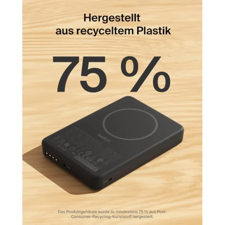 Belkin BoostCharge Slim Magnetische Powerbank 10.000 mAh, 7,5 W, USB-C, Schwarz für iPhone 12-17 – Bild 10