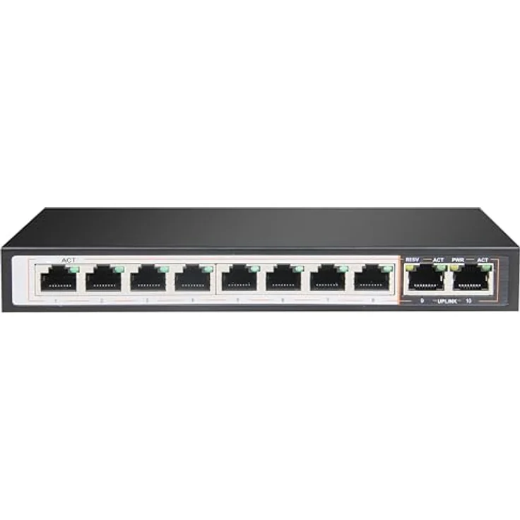 LUPUS - Gigabit PoE Netzwerk-Switch mit 10 Ports, 8X PoE, 2X Uplink, Lüfterlos, Schwarz – Bild 2