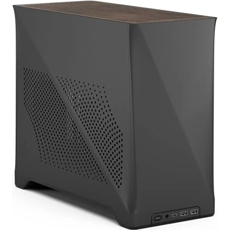 Fractal Design Era 2 ITX PC Case in Charcoal - Solid Walnut Top, Supports 3-Slot GPUs, PCIe 4.0 Riser Cable Included – Bild 1
