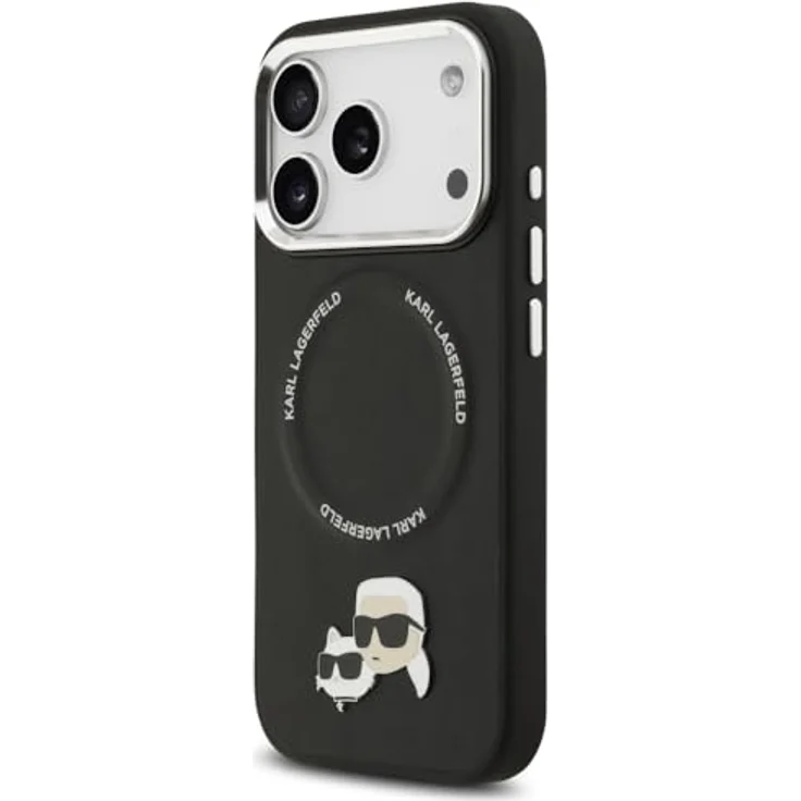 CG MOBILE Karl Lagerfeld Karl & Choupette Pins MagSafe Hülle für iPhone 17 Pro, Kunstleder / TPU / Polycarbonat, Schwarz – Bild 2