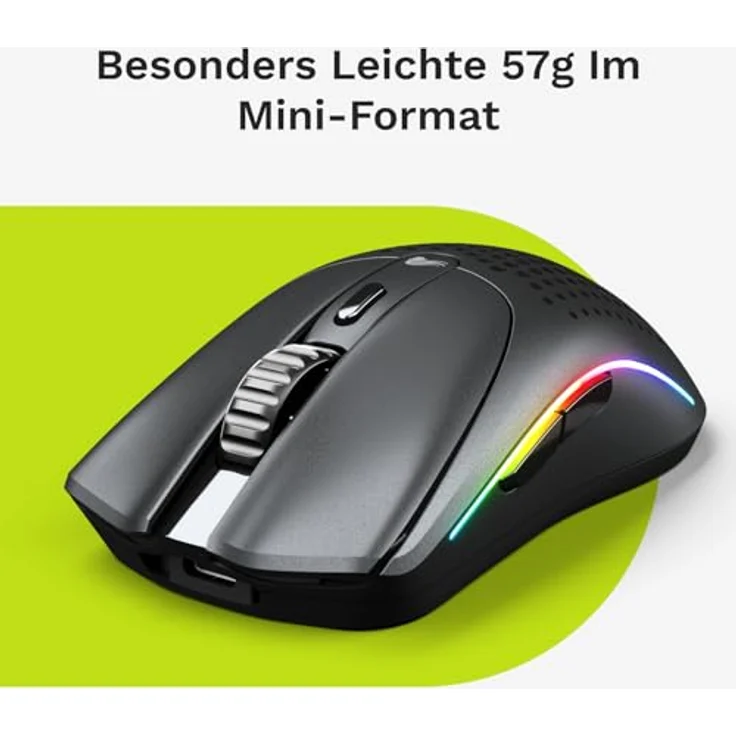 GLORIOUS Model O 2 Mini Wireless Gaming-Maus - Leichte 57g, bis 210 Stunden Akkulaufzeit, Dual Wireless 2.4 GHz und Bluetooth 5.2, optischer Sensor mit 26K, 80M Klicks, 6 Tasten, FPS - Schwarz – Bild 3