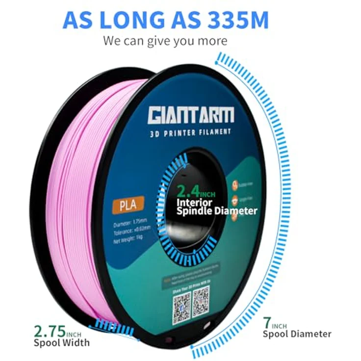 GIANTARM PLA Filament 1.75mm, 1kg rosa Spule mit hoher Präzision und guter Zähigkeit – Bild 5