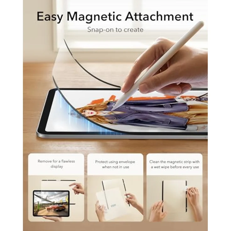 ESR Magnetisch Paper-Feel Schutzfolie für iPad 11./10. Generation A16/A14 (2025/2022), Abnehmbar, Wiederverwendbar, Matt, Kompatibel mit Panzer Schutz Glas – Bild 4