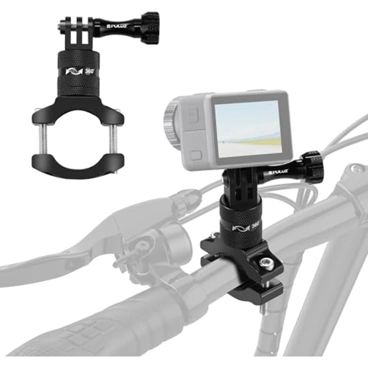 PULUZ Go Pro Bike Halterung 360° Rotation, CNC-gefräste Aluminium Lenkerhalterung für Actionkamera, kompatibel mit Go Pro Hero 12/11/10/9/8/7/6/5, Insta360 Ace/Ace Pro, DJI Osmo Action 4 – Bild 1