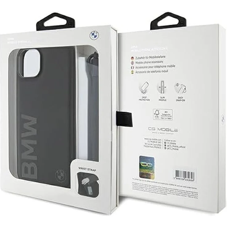BMW Signature Leather Wordmark Cord Case für iPhone 15/14/13 - Schwarzes, hochwertiges Leder mit elegantem Design und optimalem Schutz – Bild 7