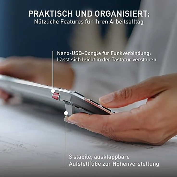 CHERRY KW X ULP, Ultra Flache Mechanische High-End-Tastatur, Schweizerisches Layout (QWERTZ), Kabellose Multi-Device-Tastatur Für Bis Zu 4 Geräte, Wiederaufladbar, Schwarz – Bild 5