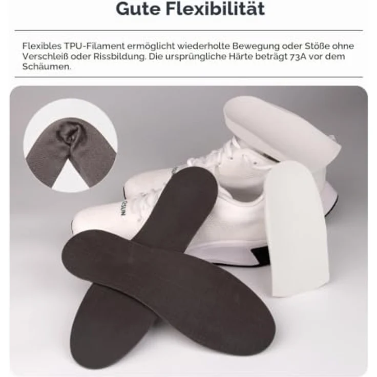 eSUN Light Weight TPU Filament 1.75mm, Grau, 0.75KG, flexibles und aufschäumbares 3D-Druckmaterial mit matter Oberfläche – Bild 5
