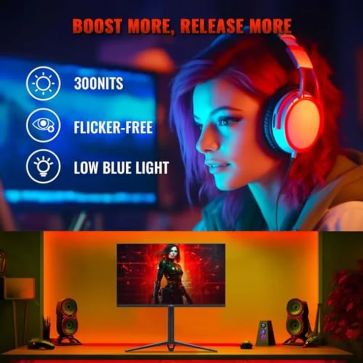 Smart Tech 25 Zoll Gaming Monitor, Full HD (1920x1080), 240Hz, USB-C 65W, 1ms MPRT, FreeSync, Höhenverstellbar, Schwarz – Bild 2