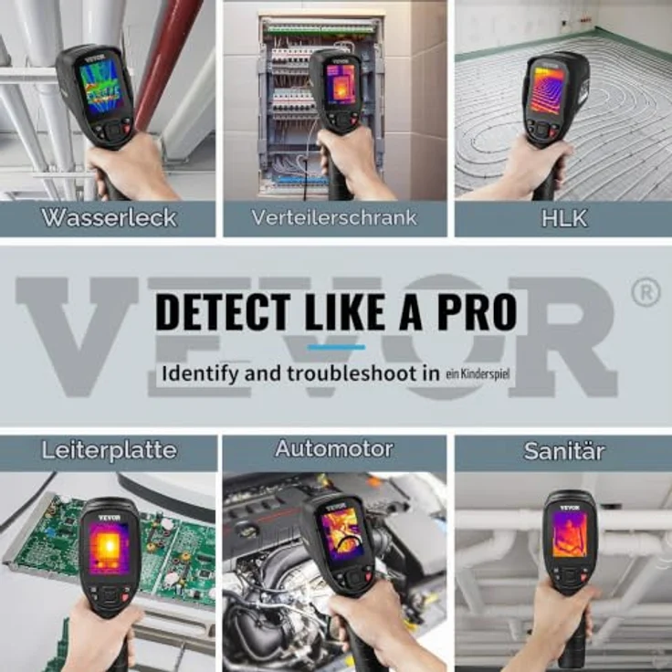 VEVOR Handheld Wärmebildkamera SC240M, 240x180 IR-Auflösung, 40mK Genauigkeit, Temperaturbereich -20-550°C, Videoaufnahme, 64GB SD-Karte, IP54 Staub- und Wasserresistenz – Bild 2