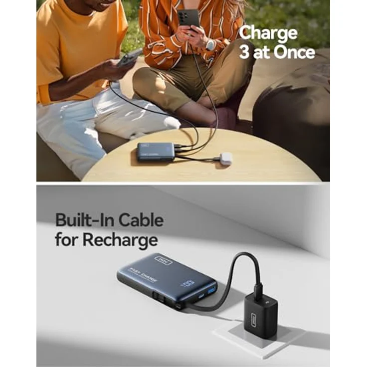 INIU Pocket Powerbank 10000mAh, 2x USB-A / USB-C, inkl. USB-C Kabel, Schwarz – Bild 6