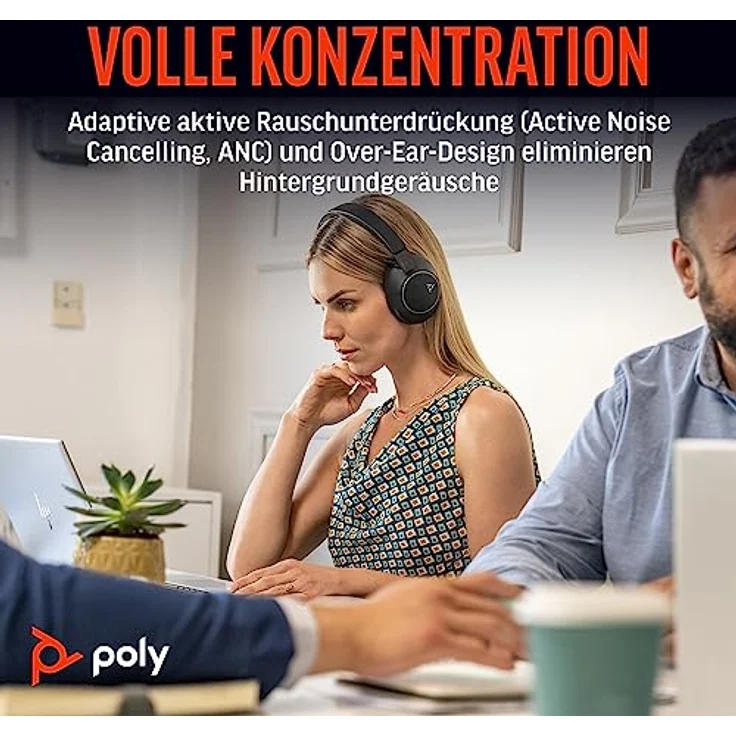Poly Voyager Surround 80 UC-Bluetooth-Headset (Plantronics) Noise Cancelling-Mikrofone für klare Gespräche –Adaptives ANC–Funktioniert mit iPhone, Android, PC/Mac, Zoom, Microsoft Teams(zertifiziert) – Bild 3