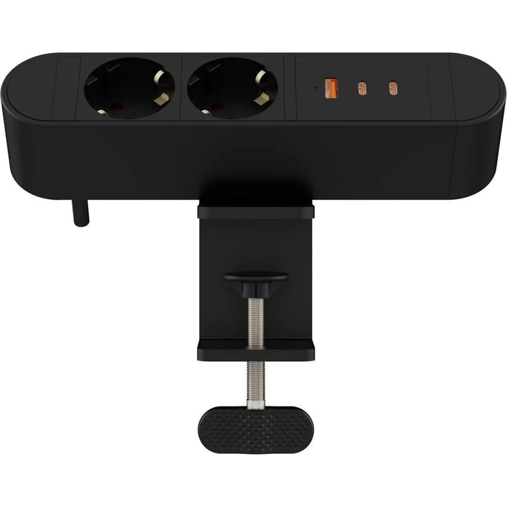 MicroConnect Multi Desktop Power Socket 2, Steckdosenleiste mit 2 Schuko-Steckdosen, 1 USB-A und 2 USB-C Anschlüssen, 67 W Leistung, 1,8 m Kabel