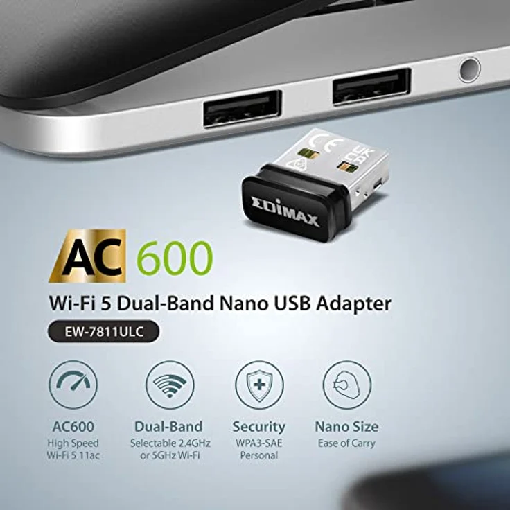 Edimax AC600 Wi-Fi 5 Nano USB Adapter EW-7811ULC, Dualband WLAN-Stick mit bis zu 433 Mbps, schwarz – Bild 3