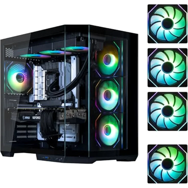 BitFenix T10 High Airflow Dual Chamber PC Gaming Case Black, ATX, mit 4x ARGB-Lüftern, 360mm AIO/GPU Unterstützung, kompatibel mit Reverse Connection Motherboards – Bild 1