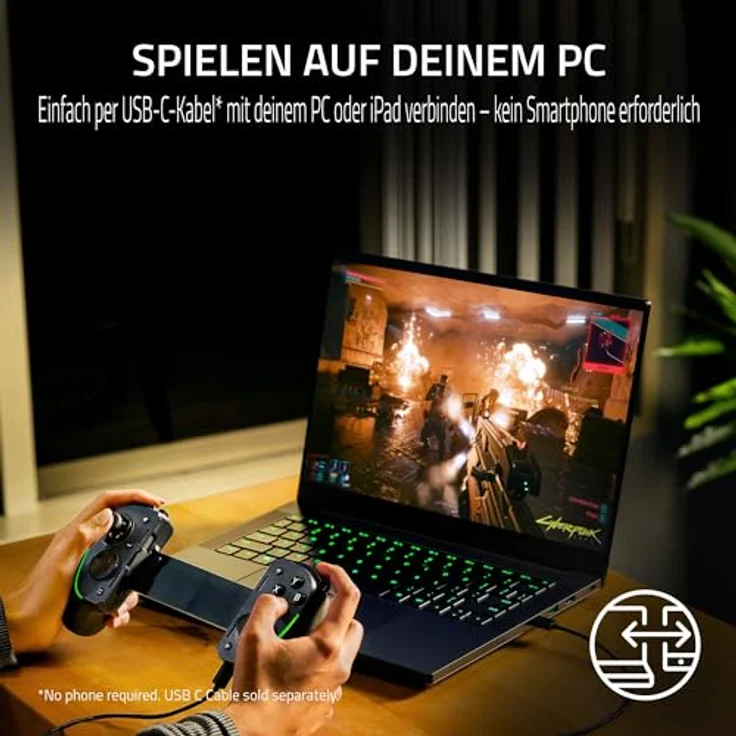 Razer Kishi Ultra - USB-C Gaming-Controller für iPhone und Android Smartphones & iPad Mini (Sensa HD Haptik, RGB, Passthrough Charging, Mecha-Tactile Buttons und D-Pad, Mobiles Spielen) Schwarz – Bild 5