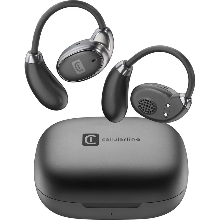 Cellularline LUME, True Wireless Stereo Kopfhörer mit Open-Ear-Design, 8 Stunden Akkulaufzeit, spritzwasserfest, Schwarz