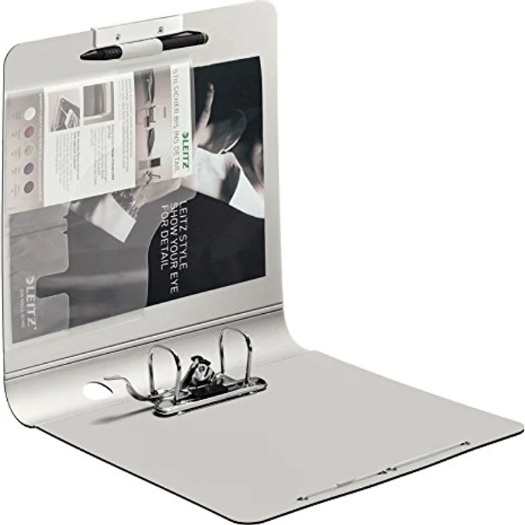 LEITZ Aktenordner 180° Active Style 1109, schmal, Alu-Optik, aufgeklebtes Rückenschild – Bild 3