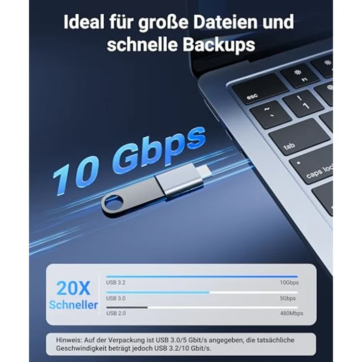 Syntech USB-C-auf-USB-Adapter, 2 USB-C-Stecker-auf-USB-3-Buchsen-Adapter, schnelle Datenübertragung bis zu 5 Gbit/s, kompatibel mit iPhone 16 Pro Max, MacBook Air Pro 2020 und weiteren Geräten, Blau – Bild 3