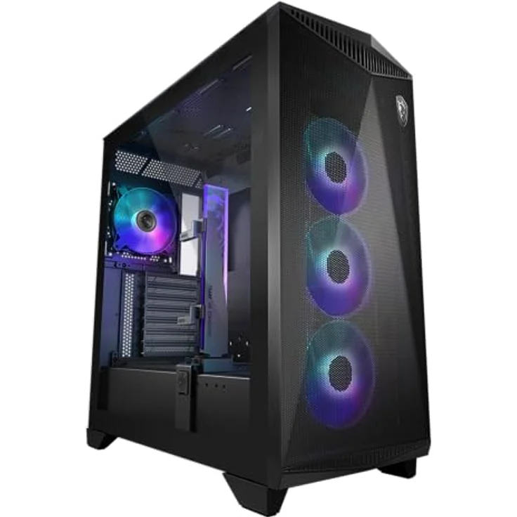 MSI MPG GUNGNIR 300R Airflow Mid-Tower PC-Gehäuse - E-ATX Unterstützung, Grafikkartenständer, schaltbare Halterung, ARGB-PWM-Lüfter, Staubfilter, Kabelführung, USB 3.2 Gen 2x2 Typ-C – Bild 4