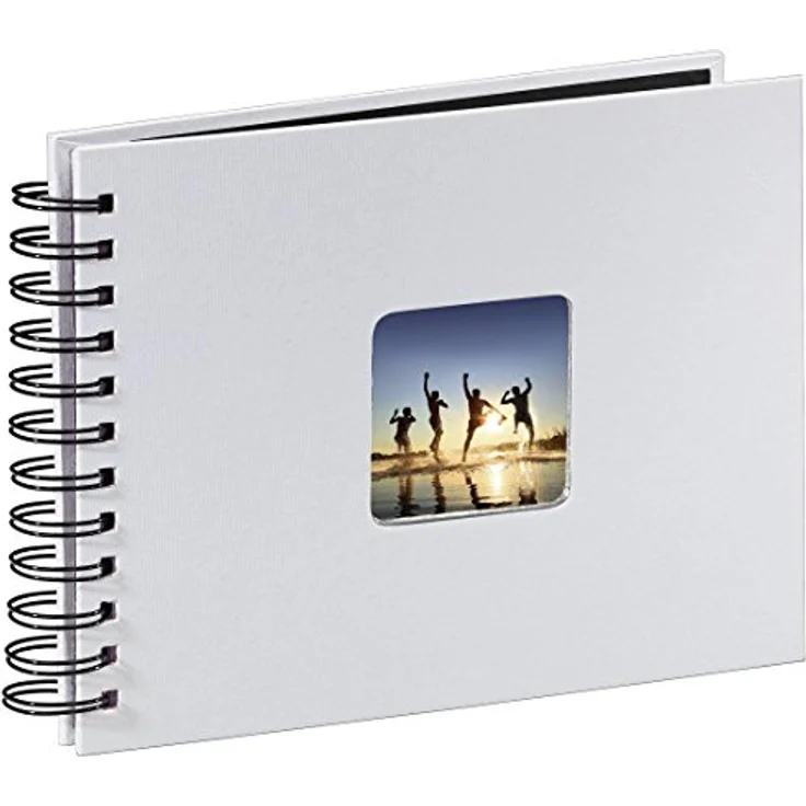 Hama Fotoalbum Spiralalbum, 50 schwarze Seiten, 25 Blatt, Größe 24 x 17 cm, mit Ausschnitt für Bildeinschub, Fotobuch kreide – Bild 2
