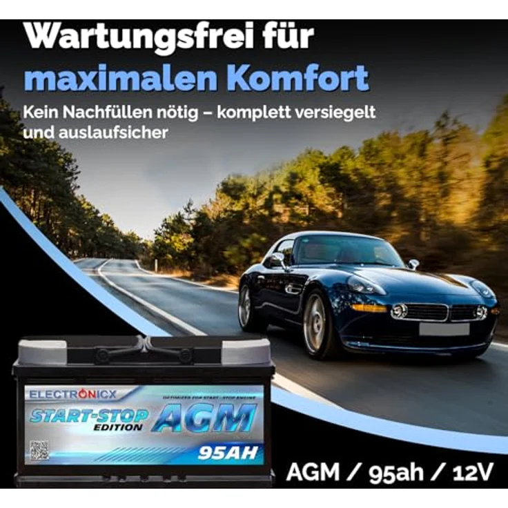 Electronicx AGM Autobatterie 95AH - 12V Starterbatterie für Start-Stop Systeme, wartungsfrei und hochleistungsfähig – Bild 6
