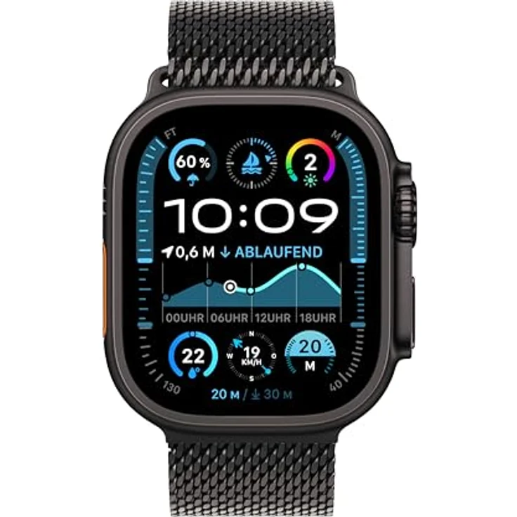 Apple Watch Ultra 2 GPS + Cellular, 49 mm, Titangehäuse Schwarz, Milanaise Loop Schwarz, M – Bild 2