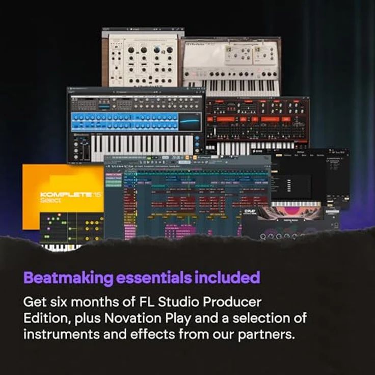 Novation FLkey 2 61, USB MIDI-Keyboard mit 61 halbgewichteten Tasten, 9 Fadern, 16 Pads und integrierten Arpeggiator, schwarz – Bild 10