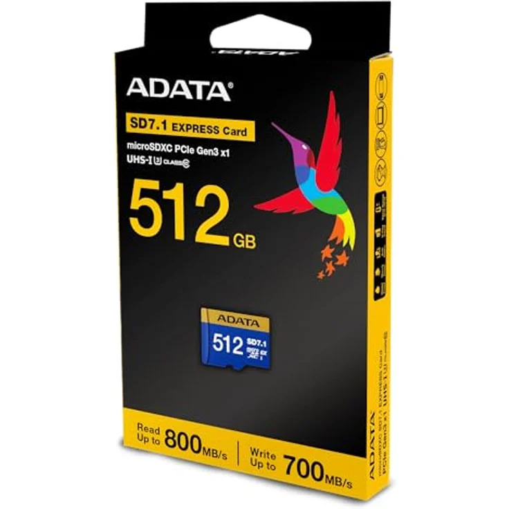 ADATA 512 GB Speicherkarte Premier Extreme MicroSDXC SD7.1 Express V30 Class 10, PCIe- und NVMe-Protokolle, schnelle Lese-/Schreibgeschwindigkeit von 800/700 MB/s – Bild 3