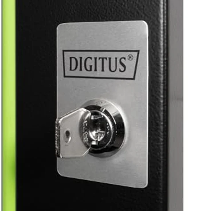 DIGITUS Glas-Ersatztür für Unique Netzwerkschrank – 9 HE – Sicherheitsglas mit Schloss und Schlüssel – Schwarz – Bild 3