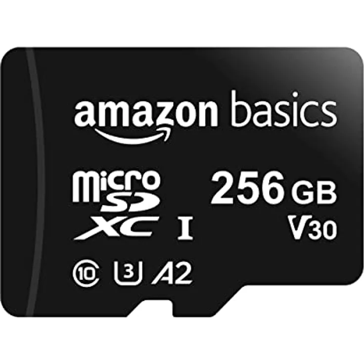 Amazon Basics - MicroSDXC, 256 GB, mit SD Adapter, A2, U3, Lesegeschwindigkeit bis zu 100 MB/s