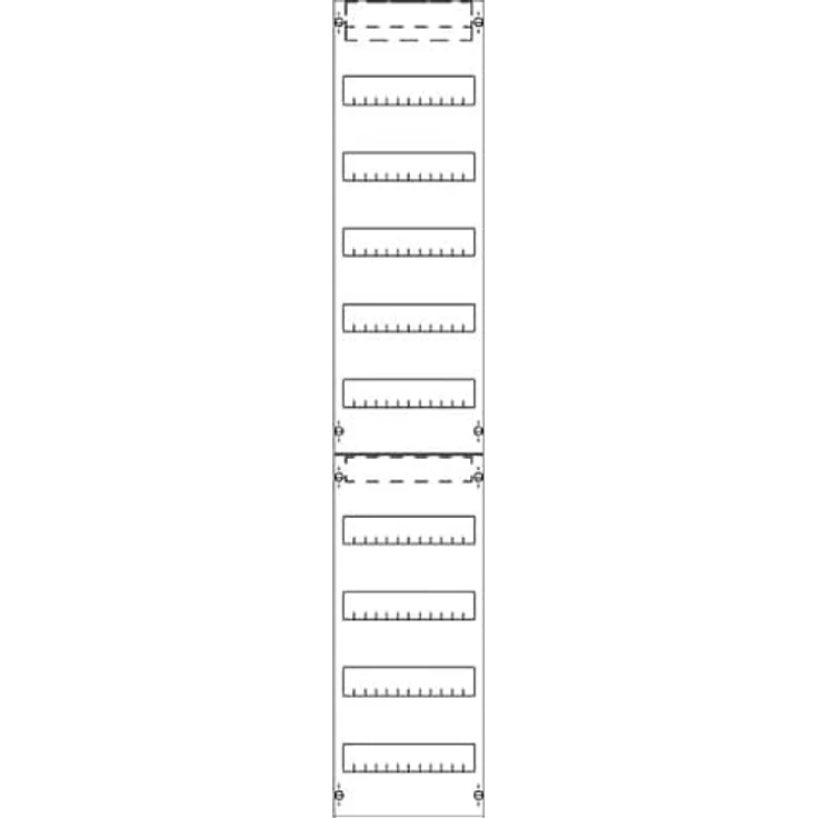 STRIEBEL & JOHN Verteilerfeld 9RE FV19, unbestückt mit 9 DIN-Schienen und Ausschnittabdeckung, 1350 mm hoch, 250 mm breit, 160 mm tief – Bild 2