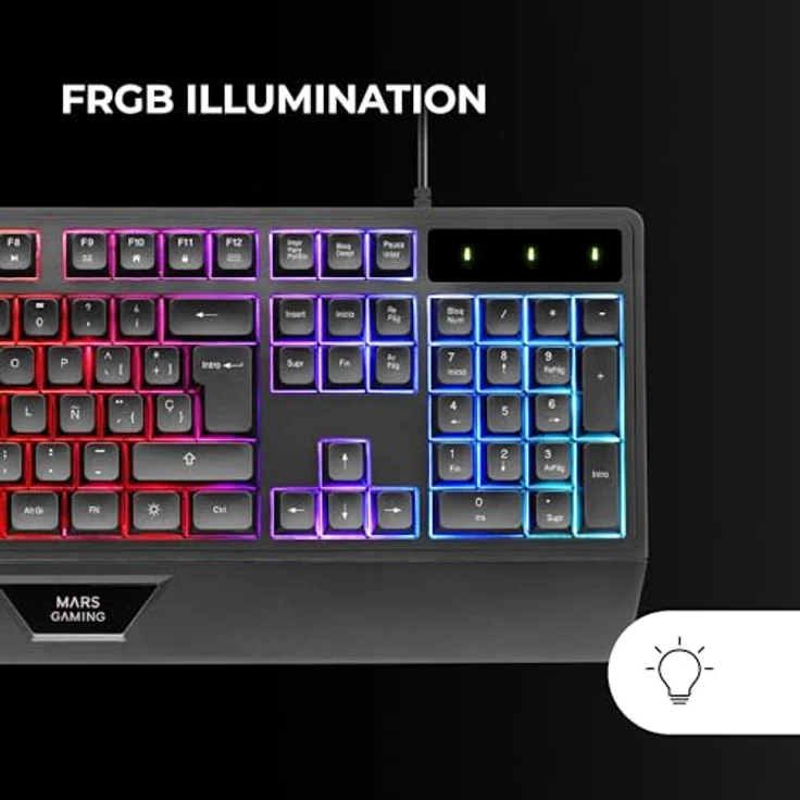 Mars Gaming MK124, Teclado H-Mech ergonómico con reposamuñecas integrado, retroiluminación FRGB Rainbow, tecnología Antighosting, Multiplataforma, Negro – Bild 4