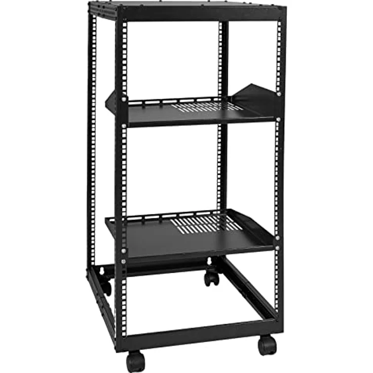 VEVOR 20U Server-Rack mit offenem Rahmen, freistehendes/wandmontiertes 4-Pfosten-AV-Rack mit Rollen, einstellbare Tiefe 23-40 Zoll, Tragfähigkeit 500 lbs, Carbonstahl – Bild 1