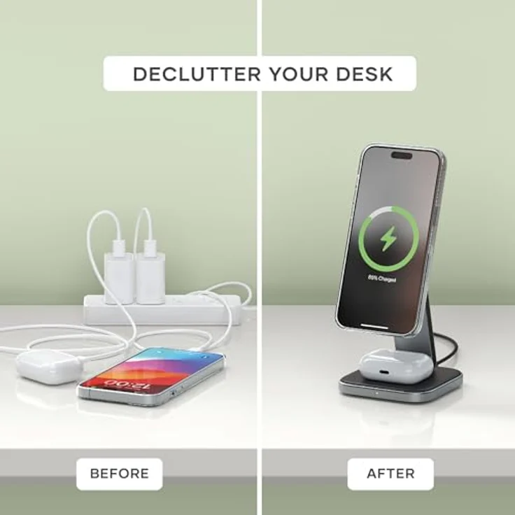 Satechi 2-in-1 Foldable Qi2 Wireless Charging Stand (15 W), Grau – Bild 4