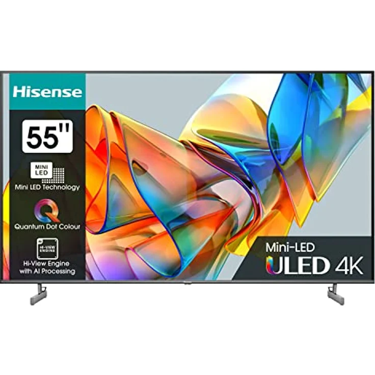 Hisense 55U6KQ 139 cm (55 Zoll) Fernseher 4K Mini LED ULED HDR Smart TV, 60Hz, HDMI 2.0, Game Mode Plus, Dolby Vision & Atmos, Bluetooth, Alexa Built-in, anthrazit [2023] – Bild 1